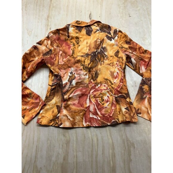 Oltre Women’s Fall Blazer Made In Italy US 6 Cotton Thanksgiving Oranges Pumpkin - Picture 4 of 6